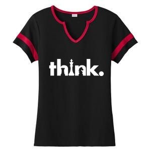 Think Chess Lover King Knight Rook Ladies Halftime Notch Neck Tee