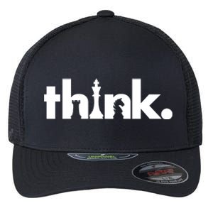 Think Chess Lover King Knight Rook Flexfit Unipanel Trucker Cap