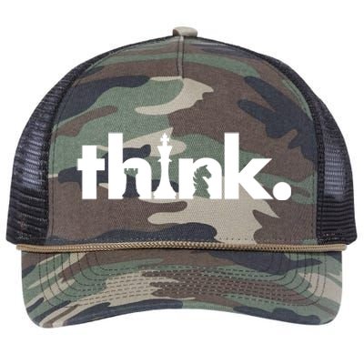 Think Chess Lover King Knight Rook Retro Rope Trucker Hat Cap