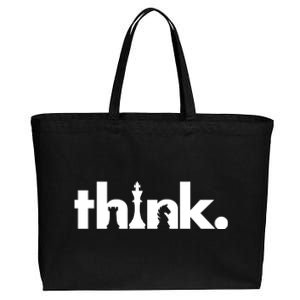 Think Chess Lover King Knight Rook Cotton Canvas Jumbo Tote