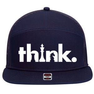 Think Chess Lover King Knight Rook 7 Panel Mesh Trucker Snapback Hat