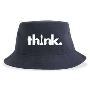 Think Chess Lover King Knight Rook Sustainable Bucket Hat