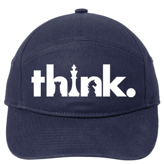 Think Chess Lover King Knight Rook 7-Panel Snapback Hat