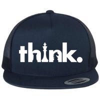 Think Chess Lover King Knight Rook Flat Bill Trucker Hat