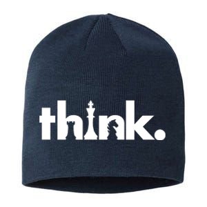 Think Chess Lover King Knight Rook Sustainable Beanie