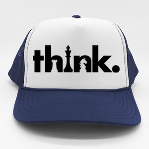 Think Chess Lover King Knight Rook Trucker Hat