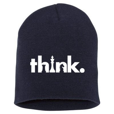 Think Chess Lover King Knight Rook Short Acrylic Beanie