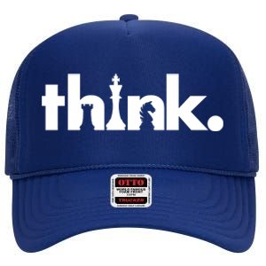 Think Chess Lover King Knight Rook High Crown Mesh Back Trucker Hat