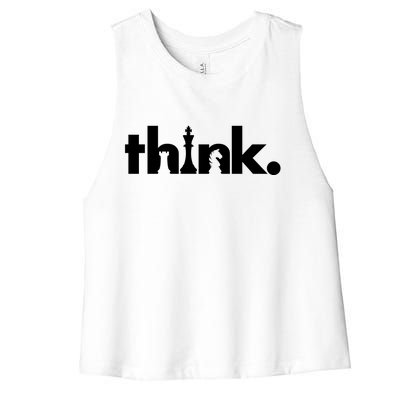 Think Chess Lover King Knight Rook Women's Racerback Cropped Tank