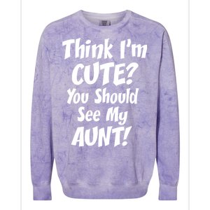 Think I'm Cute? See My Auntie Colorblast Crewneck Sweatshirt