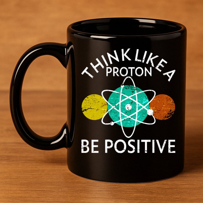 Think Like A Proton Be Positive 11oz C Handle Ceramic Mug