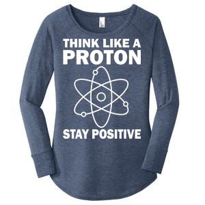 Think Like A Proton Stay Positive Women's Perfect Tri Tunic Long Sleeve Shirt