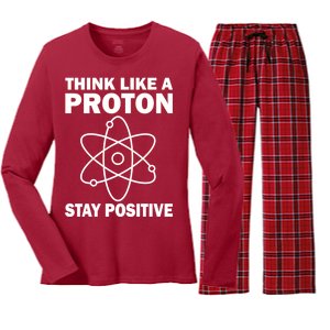 Think Like A Proton Stay Positive Women's Long Sleeve Flannel Pajama Set 