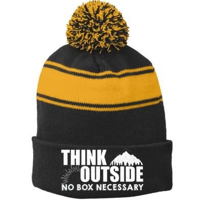 Think Outside No Box Necessary Stripe Pom Pom Beanie