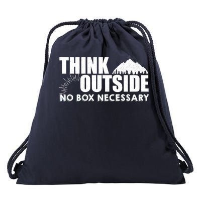 Think Outside No Box Necessary Drawstring Bag