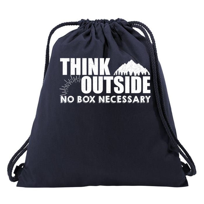 Think Outside No Box Necessary Drawstring Bag