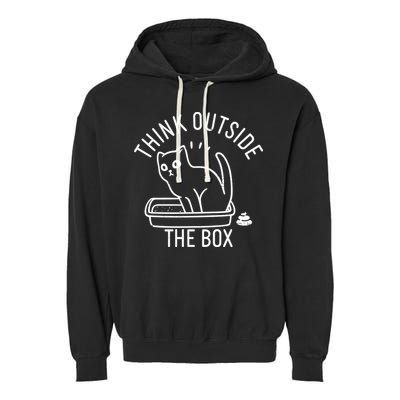 Think Outside The Box Cat Poop Garment-Dyed Fleece Hoodie