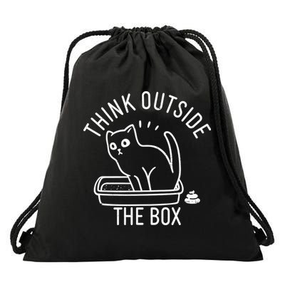 Think Outside The Box Cat Poop Drawstring Bag