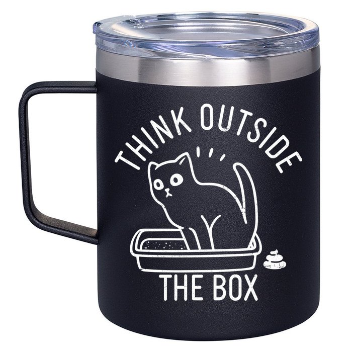 Think Outside The Box Cat Poop 12oz Stainless Steel Coffee Mug