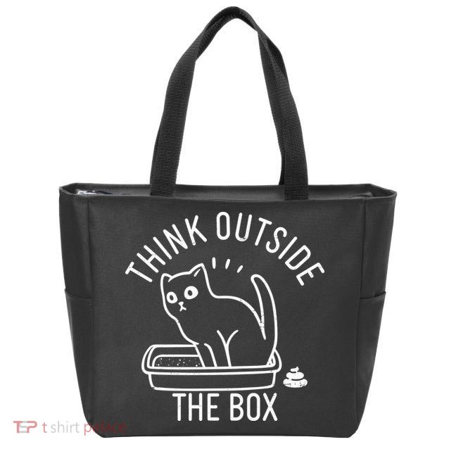 Think Outside The Box Cat Poop Zip Tote Bag