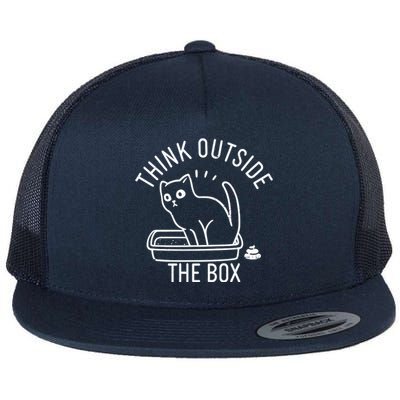 Think Outside The Box Cat Poop Flat Bill Trucker Hat