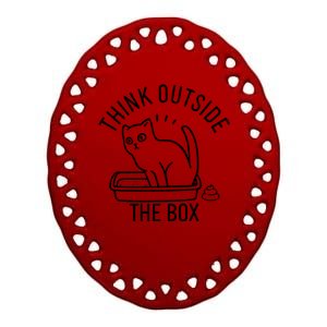 Think Outside The Box Cat Poop Ceramic Oval Ornament