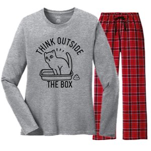 Think Outside The Box Cat Poop Women's Long Sleeve Flannel Pajama Set 