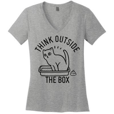 Think Outside The Box Cat Poop Women's V-Neck T-Shirt