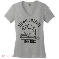 Think Outside The Box Cat Poop Women's V-Neck T-Shirt