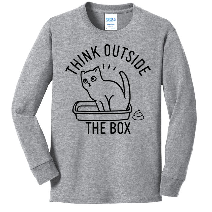 Think Outside The Box Cat Poop Kids Long Sleeve Shirt