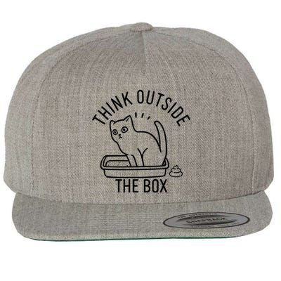 Think Outside The Box Cat Poop Wool Snapback Cap