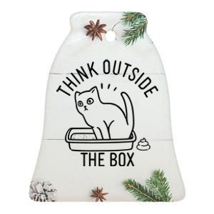 Think Outside The Box Cat Poop Ceramic Bell Ornament