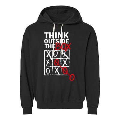 Think Outside The Box Tic Tac Toe Garment-Dyed Fleece Hoodie