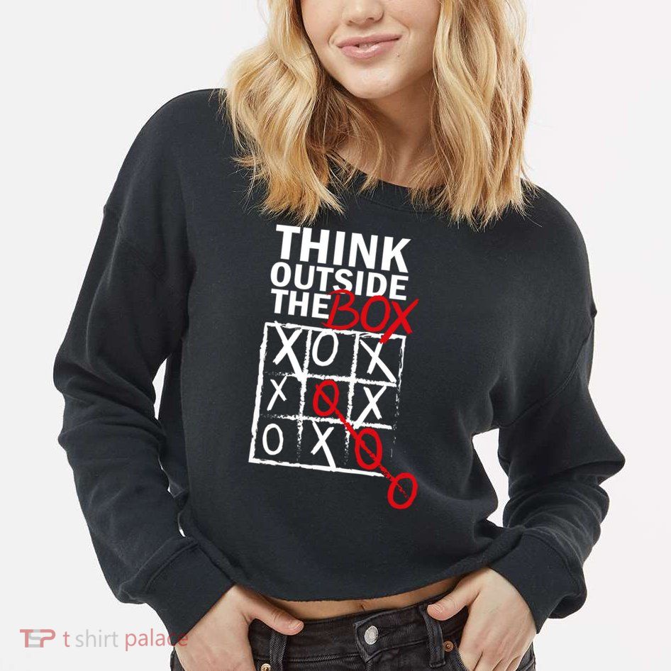 Think Outside The Box Tic Tac Toe Cropped Pullover Crew