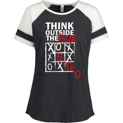 Think Outside The Box Tic Tac Toe Enza Ladies Jersey Colorblock Tee