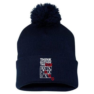 Think Outside The Box Tic Tac Toe Pom Pom 12in Knit Beanie