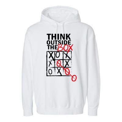 Think Outside The Box Tic Tac Toe Garment-Dyed Fleece Hoodie