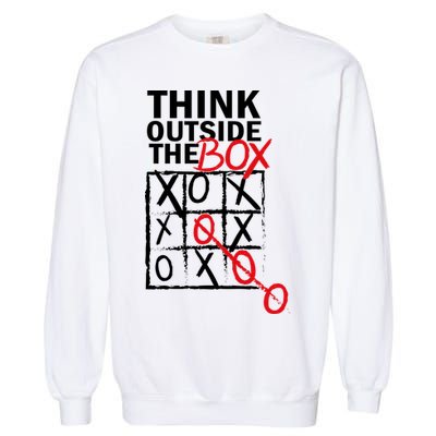 Think Outside The Box Tic Tac Toe Garment-Dyed Sweatshirt