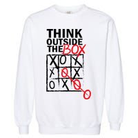 Think Outside The Box Tic Tac Toe Garment-Dyed Sweatshirt
