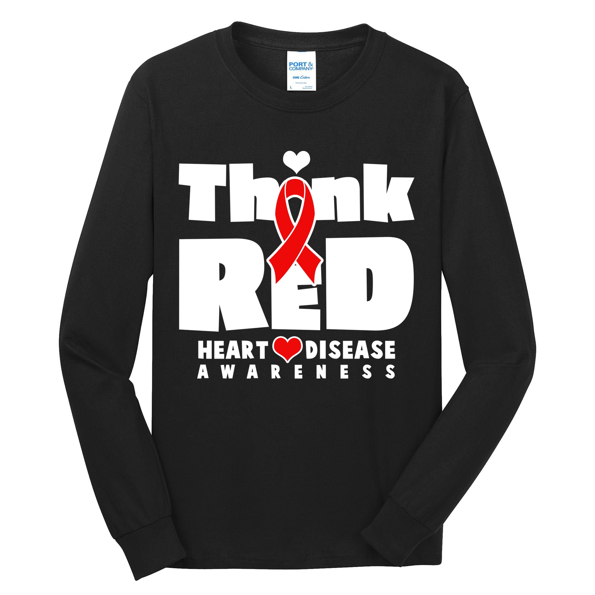 Think Red Heart Disease Awareness Tall Long Sleeve T-Shirt