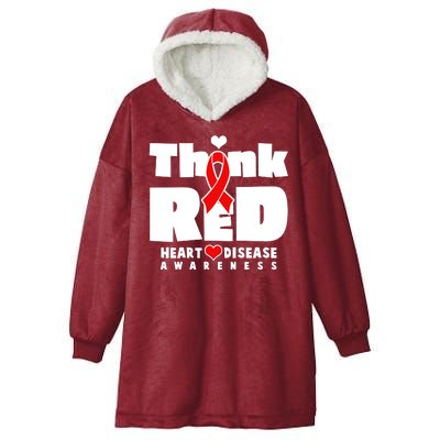 Think Red Heart Disease Awareness Hooded Wearable Blanket