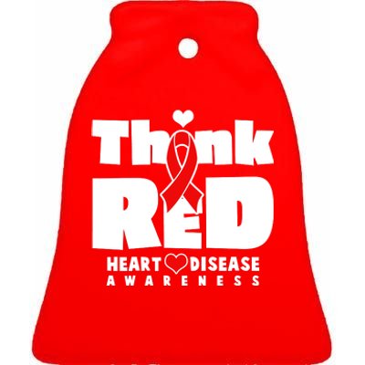 Think Red Heart Disease Awareness Ceramic Bell Ornament