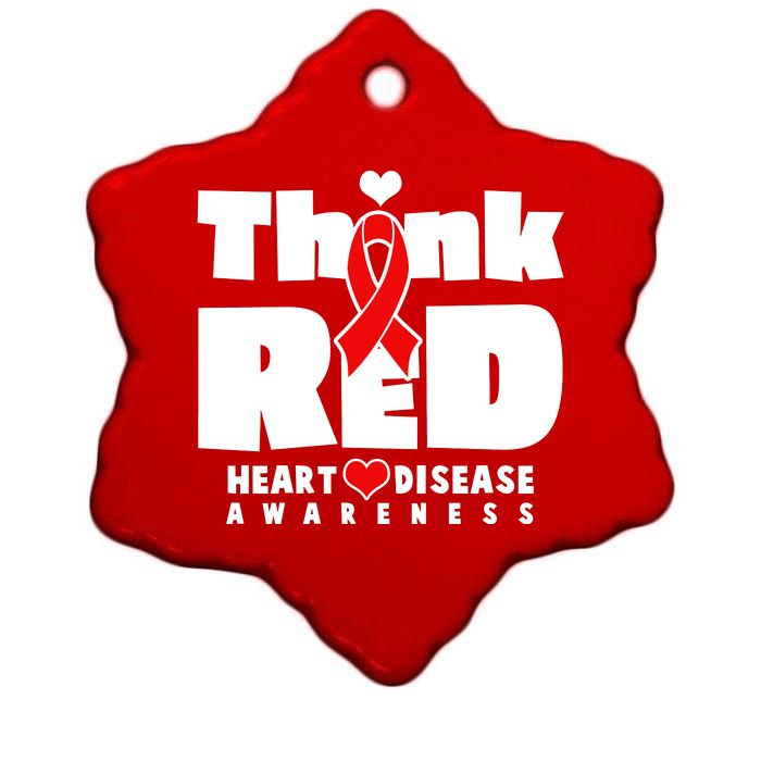 Think Red Heart Disease Awareness Ceramic Star Ornament