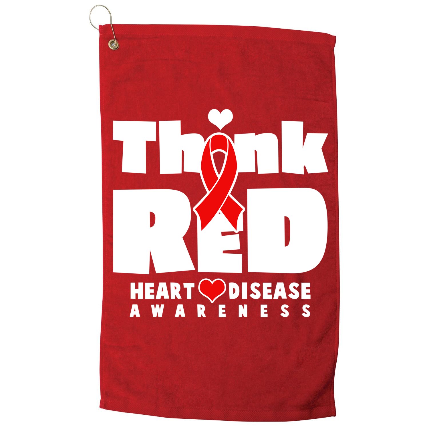 Think Red Heart Disease Awareness Golf Towel