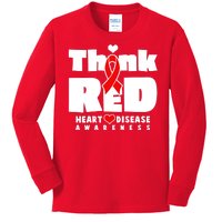 Think Red Heart Disease Awareness Kids Long Sleeve Shirt