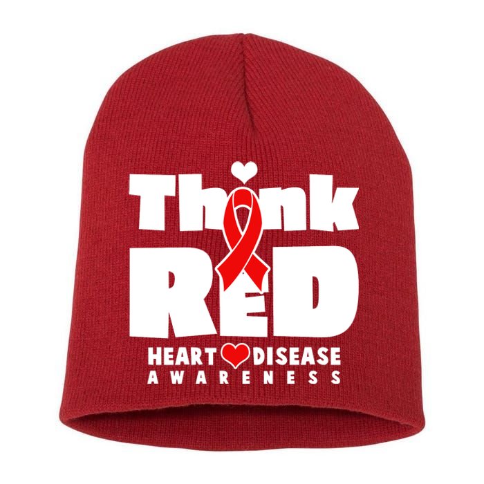 Think Red Heart Disease Awareness Short Acrylic Beanie