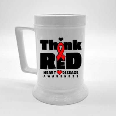 Think Red Heart Disease Awareness Beer Stein