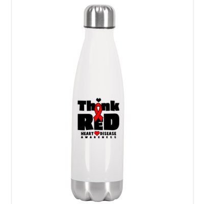 Think Red Heart Disease Awareness Stainless Steel Insulated Water Bottle