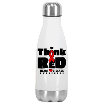 Think Red Heart Disease Awareness Stainless Steel Insulated Water Bottle