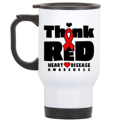 Think Red Heart Disease Awareness Stainless Steel Travel Mug